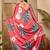 Red women red satin floral printed ethnic saree and blouse piece