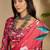 Red women red satin floral printed ethnic saree and blouse piece