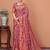 Pink ethnic motifs printed saree with unstitched blouse