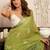 Sea green sea green linen ready to wear saree with printed design