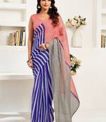 Red red linen ready to wear saree with printed design