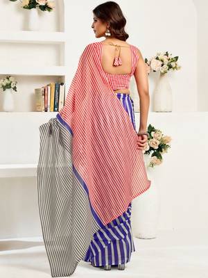 Red red linen ready to wear saree with printed design 2