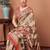 Beige ethnic motifs printed banarasi saree