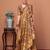 Brown women ethnic motifs printed festive wear saree with matching unstitched blouse