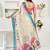 White white linen ready to wear saree with printed design