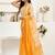 Mustard mustard linen ready to wear saree with printed design