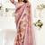 Pink pink linen ready to wear saree with printed design