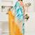 Turquoise sky blue linen ready to wear saree with printed design