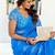Blue royal blue linen ready to wear saree with printed design