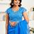 Blue royal blue linen ready to wear saree with printed design