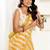 Yellow yellow linen ready to wear saree with printed design