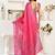 Magenta magenta linen ready to wear saree with printed design