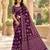 Wine color  real mirror birds prints premium satin saree with un-stitched blouse