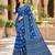 Blue real mirror birds prints premium satin saree with un-stitched blouse