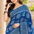 Blue real mirror birds prints premium satin saree with un-stitched blouse