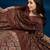 Brown floral printed saree with blouse