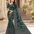 Green color  real mirror birds prints premium satin saree with un-stitched blouse