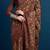 Brown floral printed saree with blouse