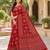 Red color  real mirror birds prints premium satin saree with un-stitched blouse
