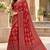 Red color  real mirror birds prints premium satin saree with un-stitched blouse