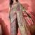 Grey floral woven design zari saree