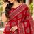 Red color  real mirror birds prints premium satin saree with un-stitched blouse