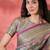 Grey floral woven design zari saree