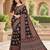 Black color  real mirror birds prints premium satin saree with un-stitched blouse