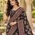 Black color  real mirror birds prints premium satin saree with un-stitched blouse