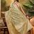 Green floral woven design organza saree with unstitched blouse