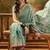 Blue floral woven design organza banarasi saree with blousepiece
