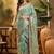 Blue floral woven design organza banarasi saree with blousepiece