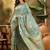 Blue floral woven design organza banarasi saree with blousepiece