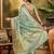 Blue floral woven design organza banarasi saree with blousepiece