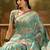 Blue floral woven design organza banarasi saree with blousepiece