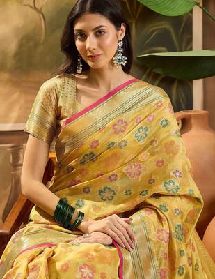 Gold woven design banarasi saree 1