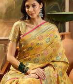 Gold woven design banarasi saree