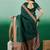 Green polka dot zari woven kanjeevaram saree with blouse