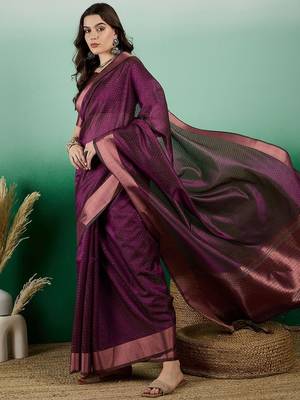 Purple polka dot zari woven kanjeevaram saree with blouse 3