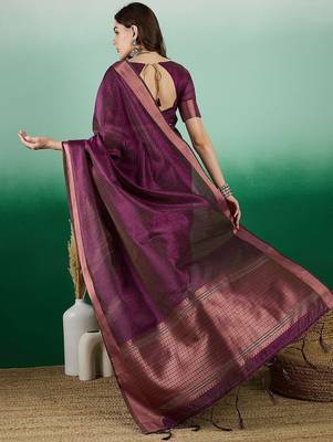 Purple polka dot zari woven kanjeevaram saree with blouse 4