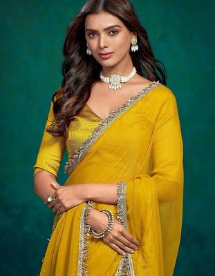 Yellow women yellow sarees 5