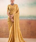 Yellow ethnic embellished festive wear saree with matching blouse