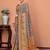 Navy blue floral printed mukaish regular tussar saree