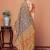 Navy blue floral printed mukaish regular tussar saree