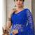 Blue embellished embroidered net designer saree