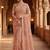 Peach floral embroidered net designer saree