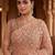 Peach floral embroidered net designer saree