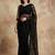 Black floral embroidered net designer saree