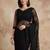 Black floral embroidered net designer saree
