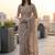 Beige floral embroidered net designer saree